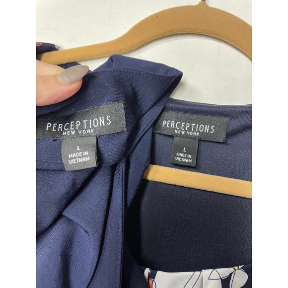 Perceptions Floral Midi Dress Cardigan 2-Piece Set Womens Large Romantic Flowy - Picture 11 of 16